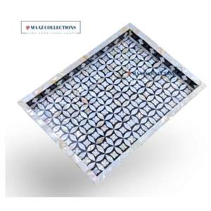 Vente en gros plateau de service en nacre rectangulaire moderne personnalisé plateau décoratif de mariage de qualité supérieure de l'Inde fournisseur exportateur - Product Image 1