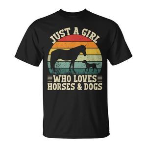 Camiseta Retro para Chicas que Aman Caballos y Perros, Ropa Promocional para Chicas - Product Image 1