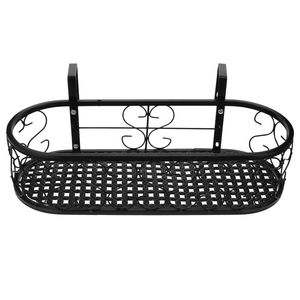Panier suspendu ovale en fer de qualité supérieure, pot en métal noir pour garde-corps, décoration de balcon, terrasse, jardin extérieur, meilleur prix - Product Image 1