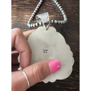 Benjamin Becenti Number #8 Turquoise & Sterling Silver Pendant Cultural Collectible Jewelry - Product Image 4