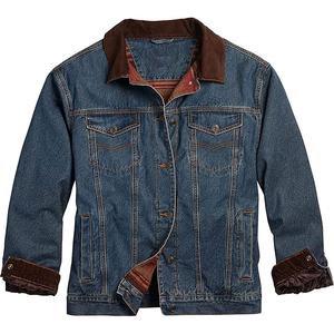 Nouveauté, vente en gros, veste en jean à col montant de haute qualité pour hommes, en coton respirant pour l'hiver, style personnalisé High Street - Product Image 4