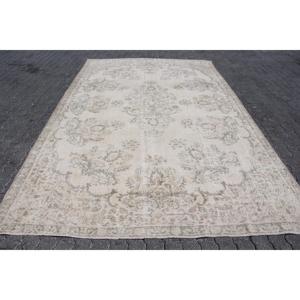 Tapis turc 7,3 x 11,7 pieds, tapis vintage, tapis à bordure blanche en laine - Product Image 1