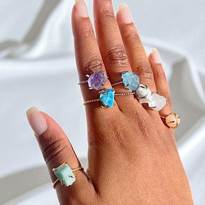 925แหวนเงินสเตอร์ลิงสีรุ้งธรรมชาติแหวนบิด18K แหวนชุบทองแหวนคริสตัลเครื่องประดับปรับได้ตามต้องการ - Product Image 2