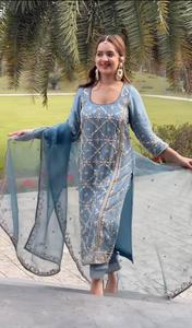 New Designer Fully Stitched Traditional <b>Indian</b> Pakistani Party Wear Set Faux Georgette Fabric <b>Top</b> Palazzo Dupatta - Product Image 5