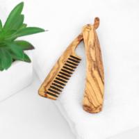 Peigne portable en bois d'olivier |   Accessoire de bain et de bien-être tunisien fait main |   Vente en gros
