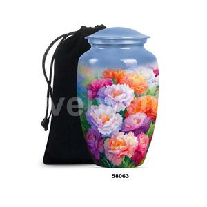 โกศบรรจุอัฐิอลูมิเนียมลายดอกไม้ขนาดใหญ่ ขายดี สำหรับบรรจุอัฐิผู้ใหญ่ พร้อมถุงกำมะหยี่ฟรี - Product Image 2