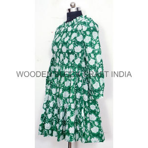 Tenue de plage bohème, mini-robe personnalisable, pur coton, imprimé indien à la main, écologique, moulante, élégante, confortable, tenue de soirée - Product Image 3