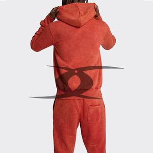 Men's Acid Wash DTG Printed Flared <b>Full</b> Tracksuits Thick <b>Zip</b> up Fleece Hoodies and Sweatpants Winter Cotton Sets - Product Image 2