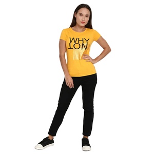 Nouveaux T-shirts pour femmes à col rond, coupe slim, en jersey 100% coton, tissu décontracté, logo imprimé personnalisé, respirant, séchage rapide, manches courtes - Product Image 3