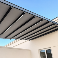 Pergola pliante moderne en alliage d'aluminium avec auvent rétractable, commande à distance par application, tissu PVC, pour terrasse, usage commercial, personnalisable