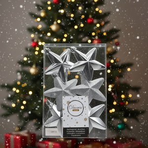 Adornos Navideños Amicasa, Estrellas Plateadas de Plástico, 6 Piezas, 9027861, Bolas y Adornos para Árbol de Navidad - Product Image 3