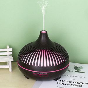 500ml Wood Grain Ultrasonic Aroma <b>Diffuser</b> with Cut-Out Design Remote Control Adjustable Mist <b>LED</b> Lights - Product Image 2