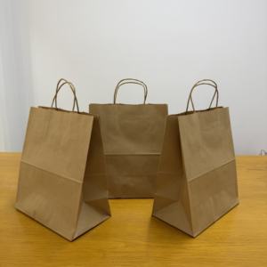 Bolsas de papel Kraft con asas hasta la mano Bolsas de compras de papel con asas para ropa Embalaje de alimentos y regalos - Product Image 5