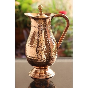 Premium Copper <b>Jug</b> <b>With</b> Hammered Style Perfect For Farmhouse Kitchen Decoration And Ayurvedic <b>Water</b> Drinking Benefits - Product Image 3