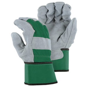 Canadian Rigger Guantes de trabajo de seguridad Cuero de vaca Protección de cuero dividido Espalda fluorescente Guantes DE TRABAJO cómodos de alta resistencia - Product Image 2