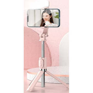 Trépied extensible pour selfie Z9 avec lumière LED rose (emballage de vente au détail) - Product Image 1