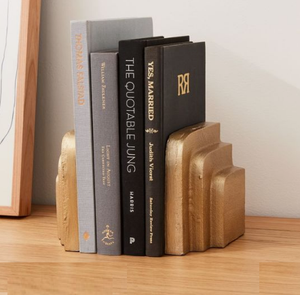 Modern Solid Metal Bookend <b>Gold</b> Finished Handicraft With Office School Desk Organizer Elegant Decorative Bookends Home Office - Product Image 1