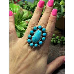 Bague en argent sterling avec turquoise Kingman taille 7.5, sertie à la main, pierre naturelle - Product Image 2