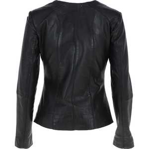 Chaquetas de cuero personalizadas de tendencia superior para mujer, diseño de cuello vuelto sólido, mangas completas, forro de satén transpirable - Product Image 3