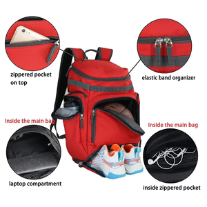 Mochila de poliéster Oxford impermeable y duradera para equipo de baloncesto de club deportivo, con compartimento para zapatillas y secciones organizadas para el balón. - Product Image 4