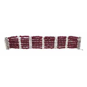 925 Sterling Silver 7-Row Garnet Thick <b>Bracelet</b> for Gift Occasions - Product Image 4