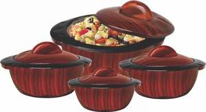 Anax Impex Casserole isotherme en plastique finition bois 3L Couleur marron Forme ronde Ensemble de 4 Utilisation domestique Fabriqué en Inde - Product Image 5