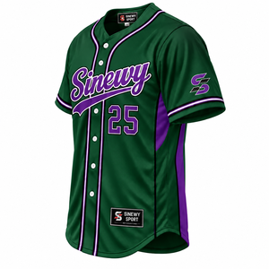 Camiseta de Béisbol SINEWY SPORT para Hombre, Verde y Morado, Sublimada, 25, Absorbe la Humedad, Corte Regular, Manga Corta, Adulto, Todas las Temporadas - Product Image 4