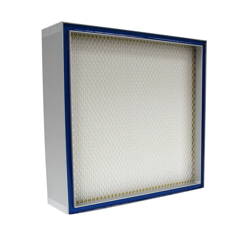 Top 500 pilihan perusahaan Top Inlet Cleanroom Aluminium mikron 0.3 99.995% H13 H14 Mini Pleat Gel Seal Panel tipe Filter HEPA