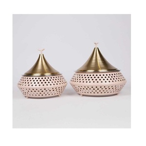 Juego de platos para servir con calentador de alimentos de metal de dos platos para servir alimentos de forma redonda de diferentes tamaños para uso de vajilla - Product Image 3