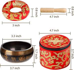 Bols chantants de vente chaude bol antique en métal en laiton de conception peinte avec un bol chantant tibétain de conception de forme multiple - Product Image 2
