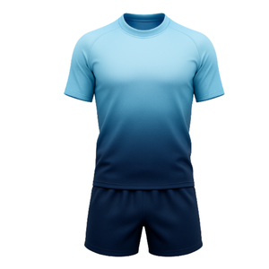 ชุดยูนิฟอร์มรักบี้ผู้ชายแบบใหม่ สีน้ำเงินไล่เฉด ชุดกีฬา เสื้อรักบี้สำหรับฝึกซ้อม และกางเกงขาสั้นสีกรมท่าล้วน แห้งเร็ว ชุดทีม ขายส่ง - Product Image 1