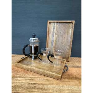 Plateau de service de Style campagnard Plateaux en bois de conception de ferme rustique avec artisanat en métal Plateaux légers écologiques imperméables - Product Image 4