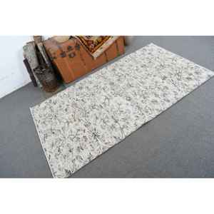 Alfombra Vintage de 3.6x6.4 pies, Alfombra Turca, Alfombra Oriental Blanca de Lana - Product Image 1