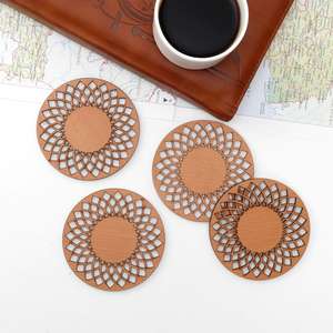 Posavasos decorativos de madera de diseño creativo con estampado de nogal de forma cuadrada para té de noche en casa - Product Image 2