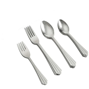 Cutlery Set of 4 in Stainless Steel with Mirror Polished Finished Perfect for Dining <b>Flatware</b> Cutlery Elegant Weddings - Product Image 2