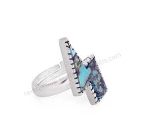 Natural Turquoise Bezel Setting <b>Adjustable</b> Bolt <b>Ring</b> 925 Sterling <b>Silver</b> Handmade Classic 23x13mm Gemstone <b>Ring</b> Women Jewelry - Product Image 2