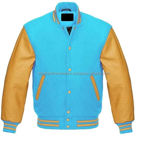 Chaqueta Universitaria Personalizada de Alta Calidad para Hombre, Chaqueta de Invierno de Lana con Revestimiento de Cuero, Cortavientos, con Cuello Alto y Calefacción, al por Mayor - Product Image 5