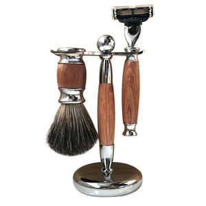 Hot Selling Badger Hair Brush Triple Blades <b>Razor</b> Shaving Kit with Wooden Rosewood Metal Handle Premium Quality Shaving Brush - Product Image 1