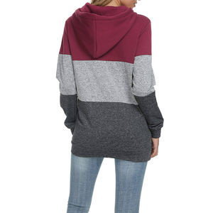 Nueva llegada Su propio diseño OEM ODM Servicio Señoras Color Block Hoodie 2024 Nueva llegada Zip up Hoodies para la venta - Product Image 2