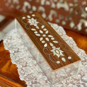 Modern Festive <b>Wooden</b> Acrylic Food Gift <b>Box</b> with MOP Inlay Lid Customizable Size & Color Eid Special Ramadan Mubarak - Product Image 1