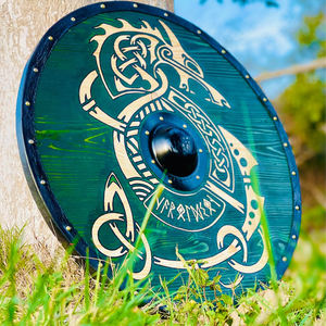 Couteaux industriels DIY personnalisables, fabrication artisanale, style bouclier viking, couleurs de luxe, acier à haute teneur en carbone 1095, applications bois et cuir, OEM - Product Image 3