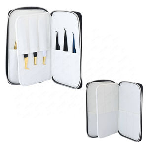 Pince à épiler professionnelle pour extensions de cils en acier inoxydable antidérapant à pointe lisse, outil pour cils courbés, volume, isolation, Kaamir - Product Image 1