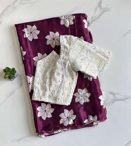 El último y deslumbrante Sari de diseñador indio, el último Sari tradicional exclusivo, ropa de fiesta elegante, ropa de novia, Sari llamativo - Product Image 6