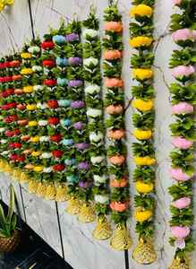 ผ้าลูกปัดกุหลาบและมาลัยดอกมะลิพร้อมลูกปัดผ้าสำหรับงานปาร์ตี้คริสต์มาส haldi mehdi - Product Image 2