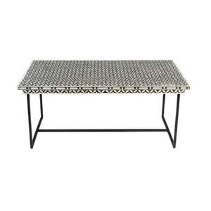 Table basse rectangulaire en incrustation d'os avec incrustation en résine noire Table de salon moderne de luxe - Product Image 4