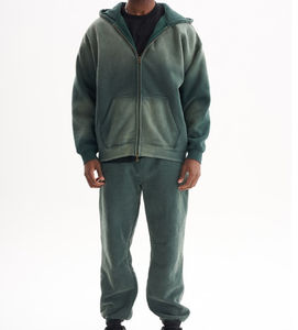 Conjunto Deportivo Casual para Hombre 2025, Sudadera con Capucha y Pantalones de Felpa Gruesa, Estilo Lavado, Tendencia de Invierno, 100% Sólido - Product Image 4