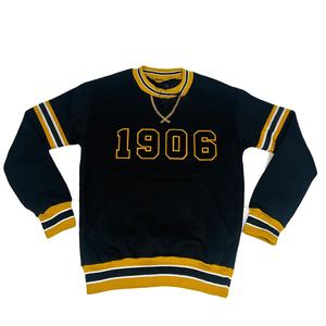 TITLISTS Alpha Noir Chenille Stripe Arm Crewneck-Sweat-shirt brodé de lettres grecques avec poche kangourou - Product Image 1