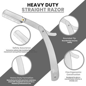 Maquinilla de afeitar de borde recto profesional para peluquero con 100 cuchillas-100 por ciento de acero inoxidable (Plata) - Product Image 3