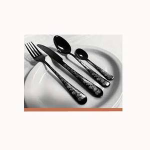 Nouveau Personnaliser Noir Miroir Poli Couverts Alimentaire Élégant En Acier Inoxydable Avec Plat Designer poignée Couverts Couverts - Product Image 1