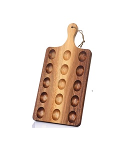 Plateau réversible en bois pour oeufs farcis Plateau pour charcuterie Plateau pour fromage d'acacia (15x7 pouces, 15 trous) - Product Image 1